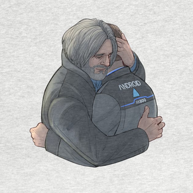 Hank and Connor hug by Julientel89